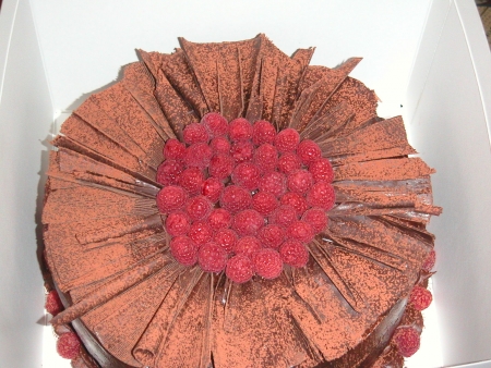Chocolate Curls & Raspberry Torte