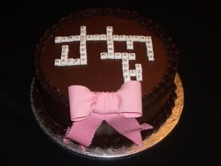 Crossword Puzzle Chocolate Ganache w/ Sugar Bow