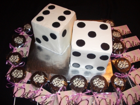 Dice Cake & Chocolate Dice Lollypops