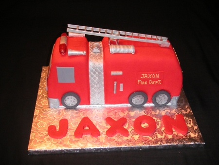 Fondant Fire Truck Birthday Cake