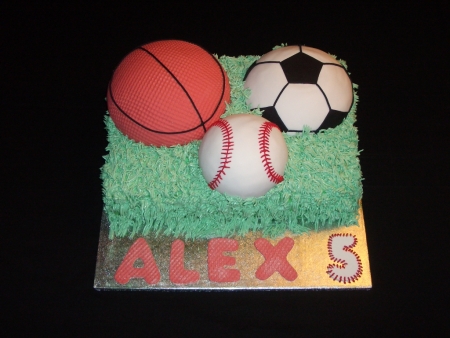 Fondant 3 Dimentional Sports Balls Cake