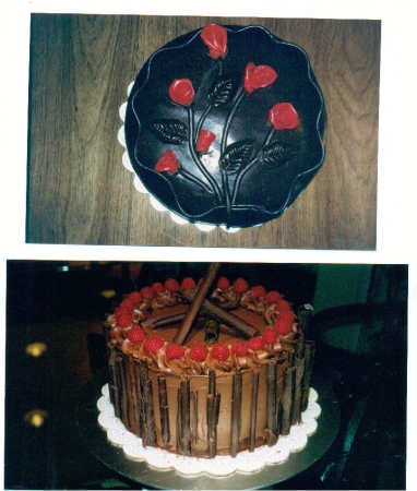 Chocolate Fondant w/Roses Cake & Chocolate Raspberry Torte