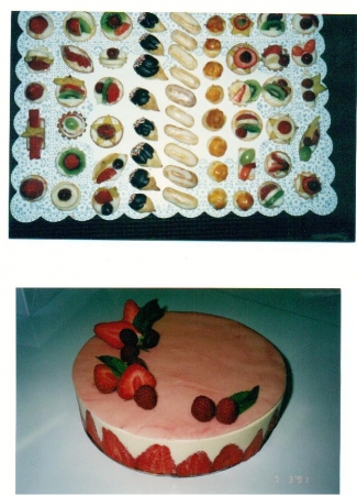 Tray of Mini Pastries & Strawberry Frissee Cake